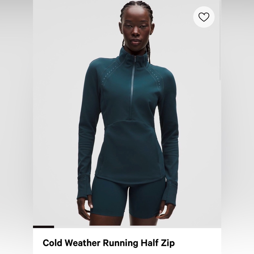 NWT Lululemon cold weather running half zip, Indochine blue, sz 4